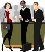 Effortless Networking for Job Seekers Logo - 3 People Networking in front bar